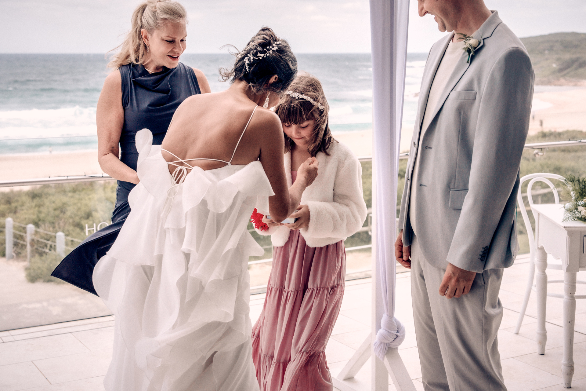 A tender moment before the vows
