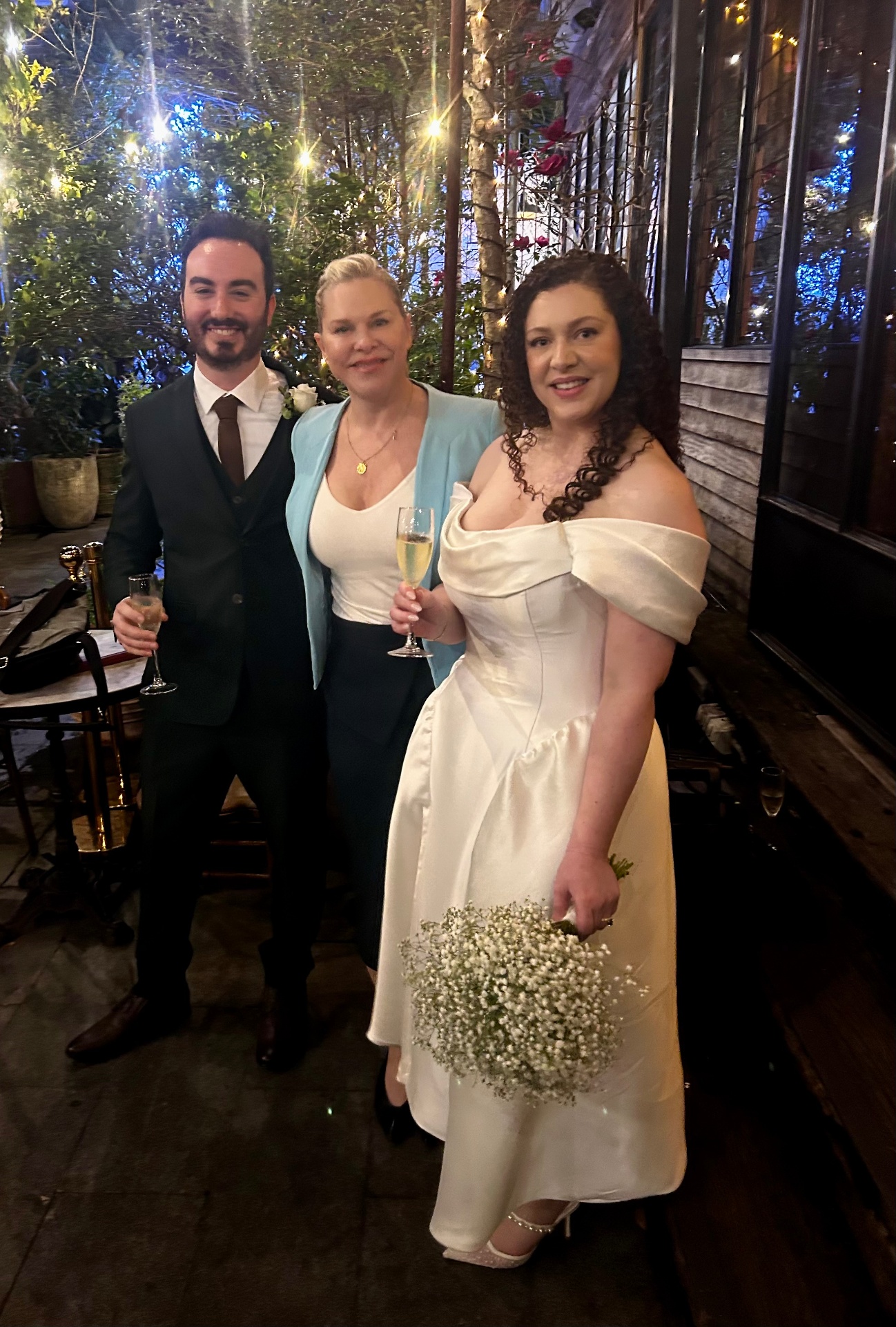 Celebrating with the newlyweds into the evening